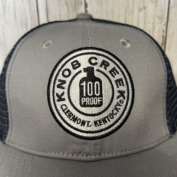 Knob Creek 100 Proof Gray Blue Trucker Hat SnapBack 100% Cotton - Picture 2 of 5